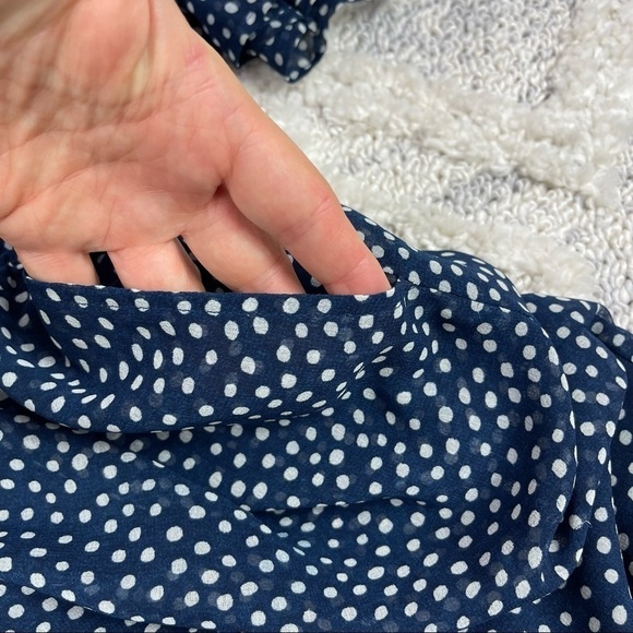 ZARA Sz S JUMPSUIT NAVY/WHITE FLOWING LONG POLKA DOT - Picture 15 of 15